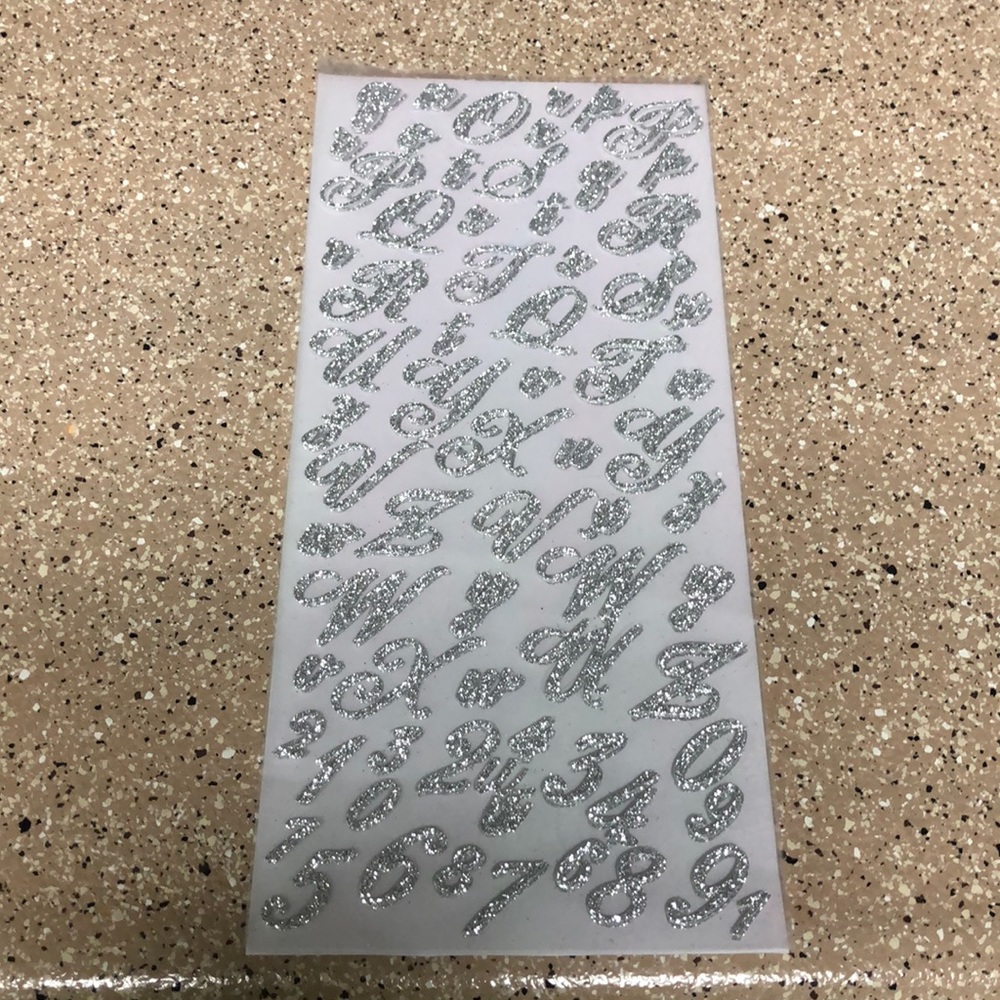 Silver Glitter Alphabet/Number Stickers